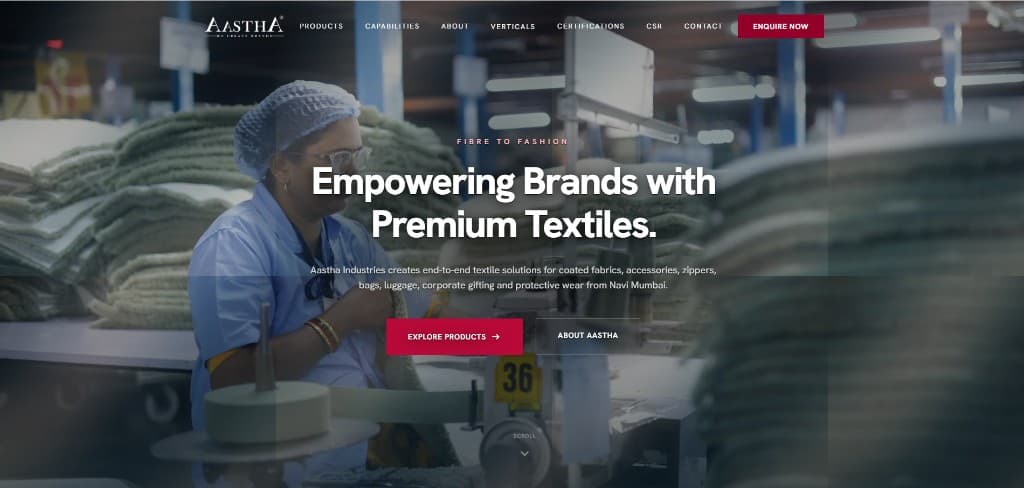 Aastha Industries website preview